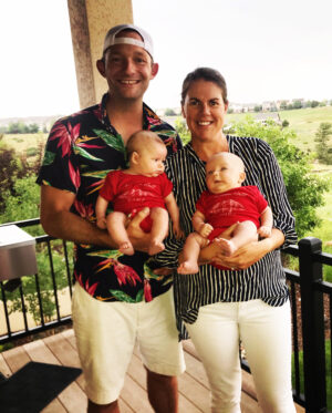 Whitney and Jeremy hold their twins Molly and Teddy | CU Medicine OB-GYN East Denver (Rocky Mountain) | Denver