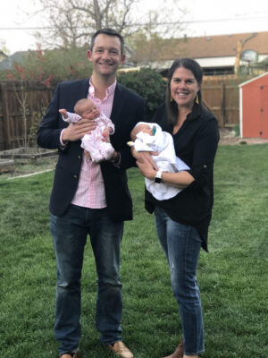 Whitney and Jeremy hold their twins Molly and Teddy | CU Medicine OB-GYN East Denver (Rocky Mountain) | Denver